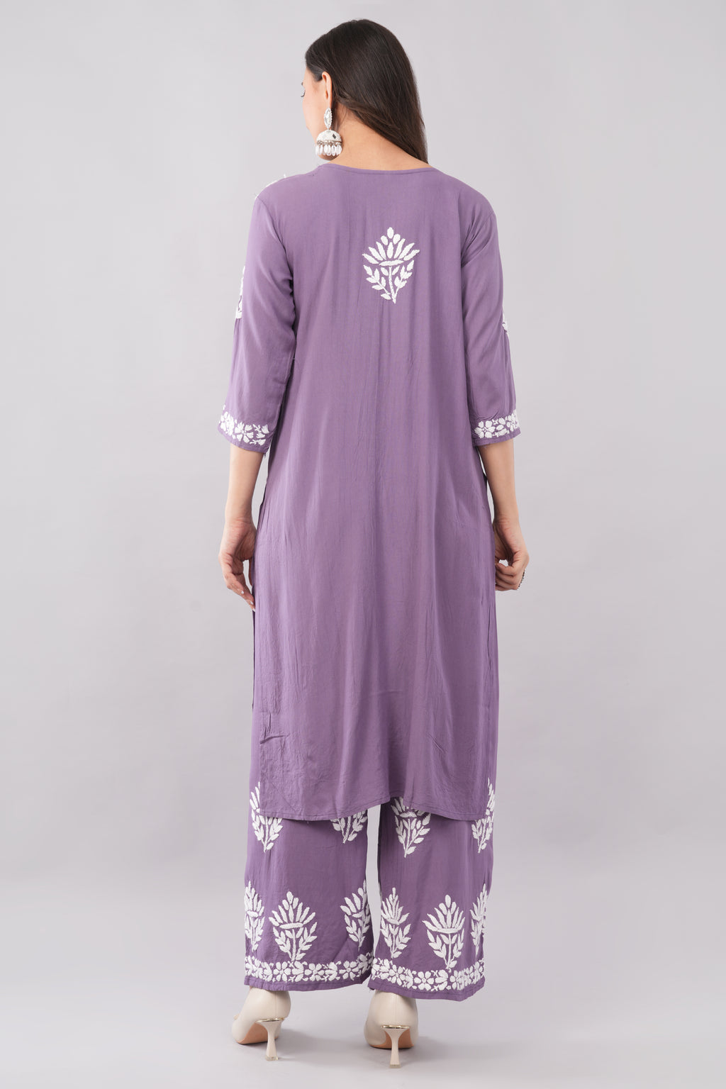 Women’s Lavender Ethnic Kurta Set with Palazzo