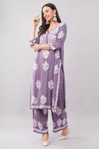 Women’s Lavender Ethnic Kurta Set with Palazzo