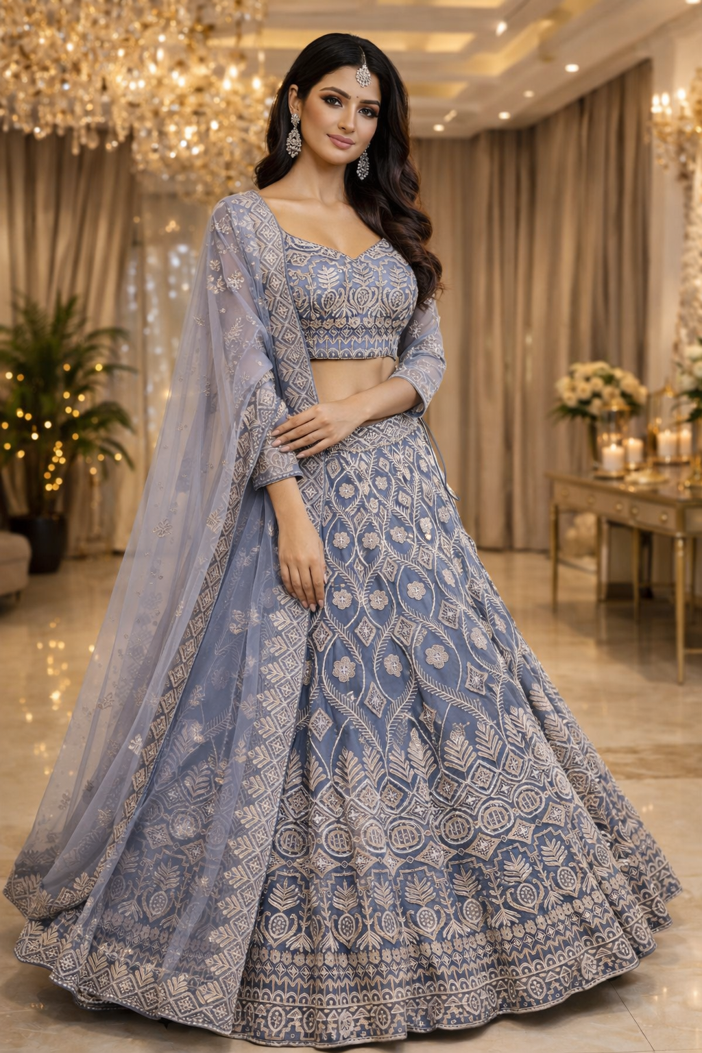 Net with linning lehenga (skirt & blouse)