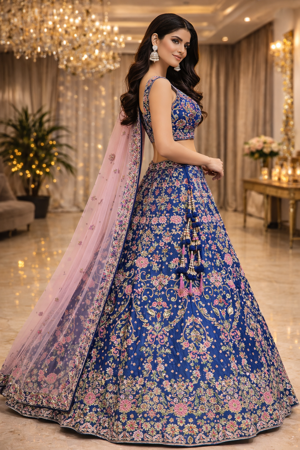 Royal blue Lehenga ( skirt & blouse)