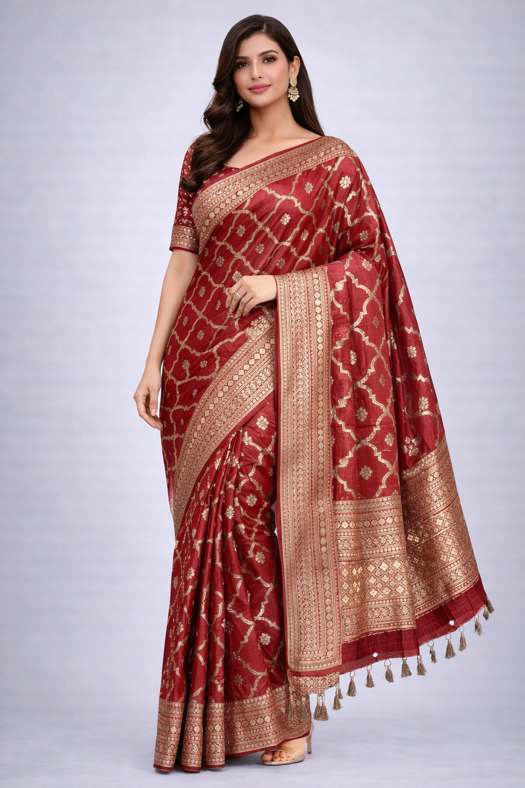 Banaras Munga katan Silk Saree with fancy blouse
