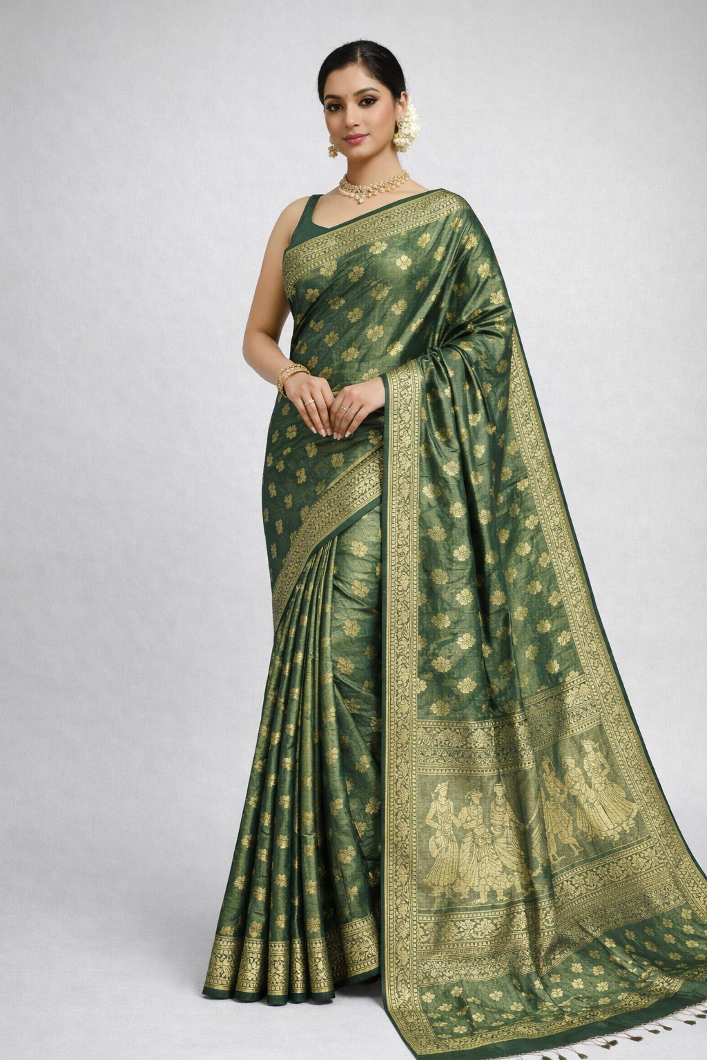 Banaras Sift Moonga katan Silk Saree