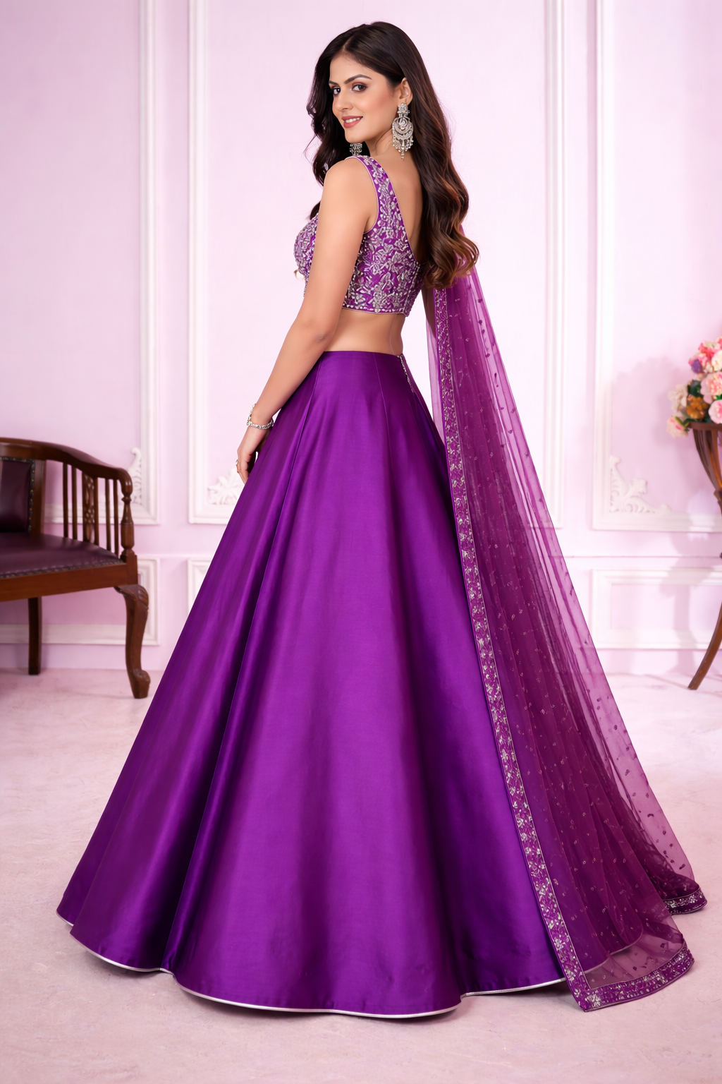 Silk Purple Color Lehenga