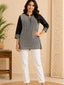 Grey Cotton Tunic for Women – Black & White Self Printed Casual Tunic