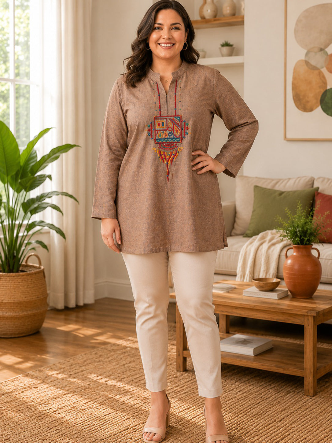 Women’s Multi-Color Cotton Kurti – Ethnic Embroidered Style