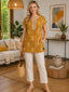 Mustard Self-Printed Chiffon Tunic with Handwork for Women – Casual Ethnic Wear