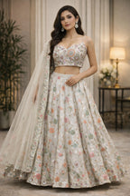 Ivory Embroidered Sequin & Stone Work Partywear Ensemble