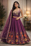 Wine color silk lehenga with blouse and dupatta