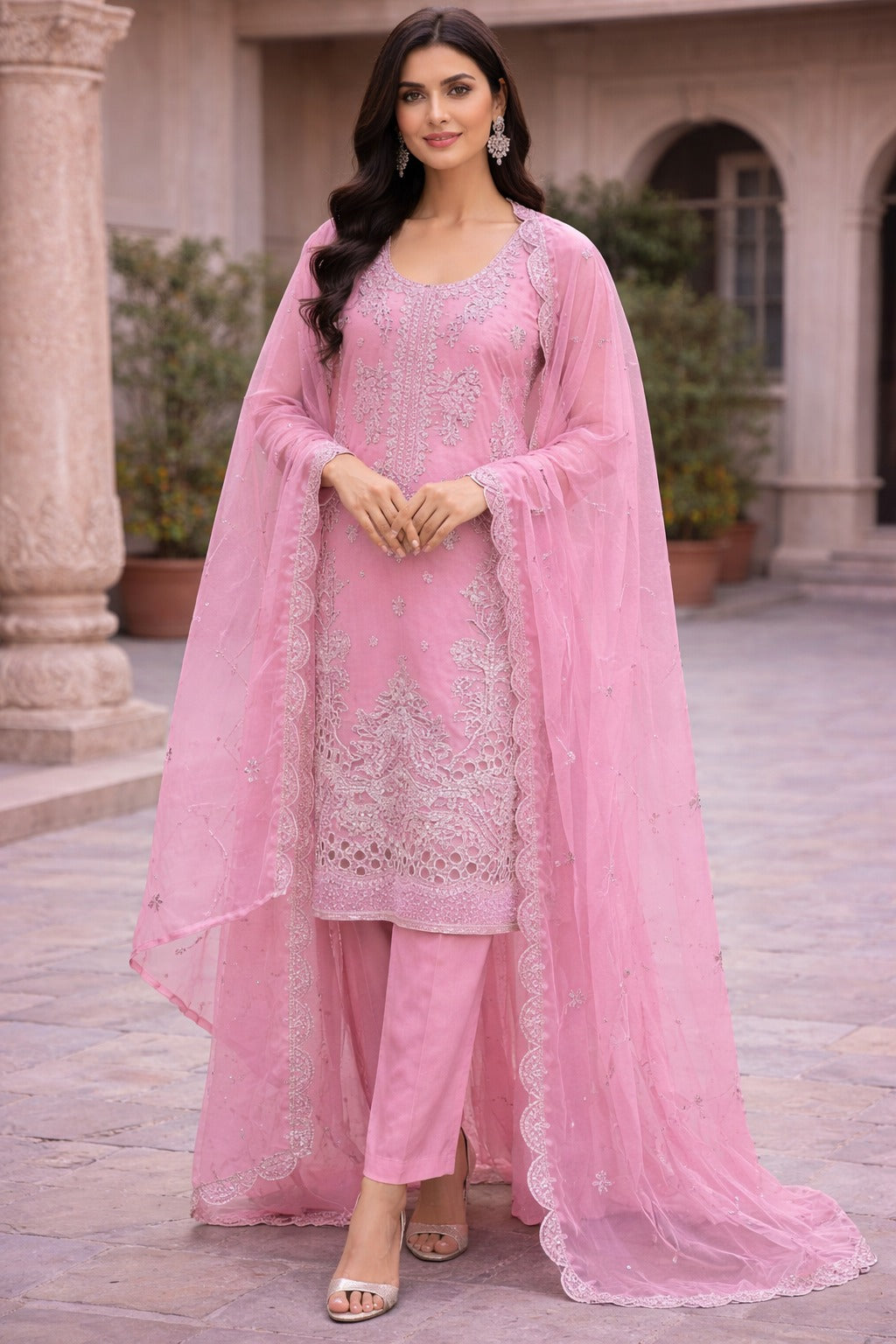 Pink kurta sets with Dupatta