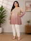 Shaded Brown Rayon Casual Wear Tunic with Hand Embroidery