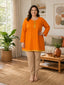 Women’s Orange Cotton Kurti – Elegant Straight Fit
