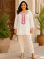 Women’s White Faux Georgette Embroidered Kurti Top – Premium Ethnic Wear