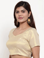 Saree Blouse Top in Gold Chanderi Cotton Silk