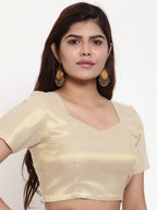 Saree Blouse Top in Gold Chanderi Cotton Silk