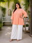 Cute Peach Rayon Casual Wear Tunic with Embroidery & Sequence Work