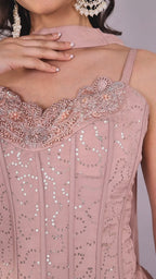 Salmon Pink Plain Very Flowing Lehenga