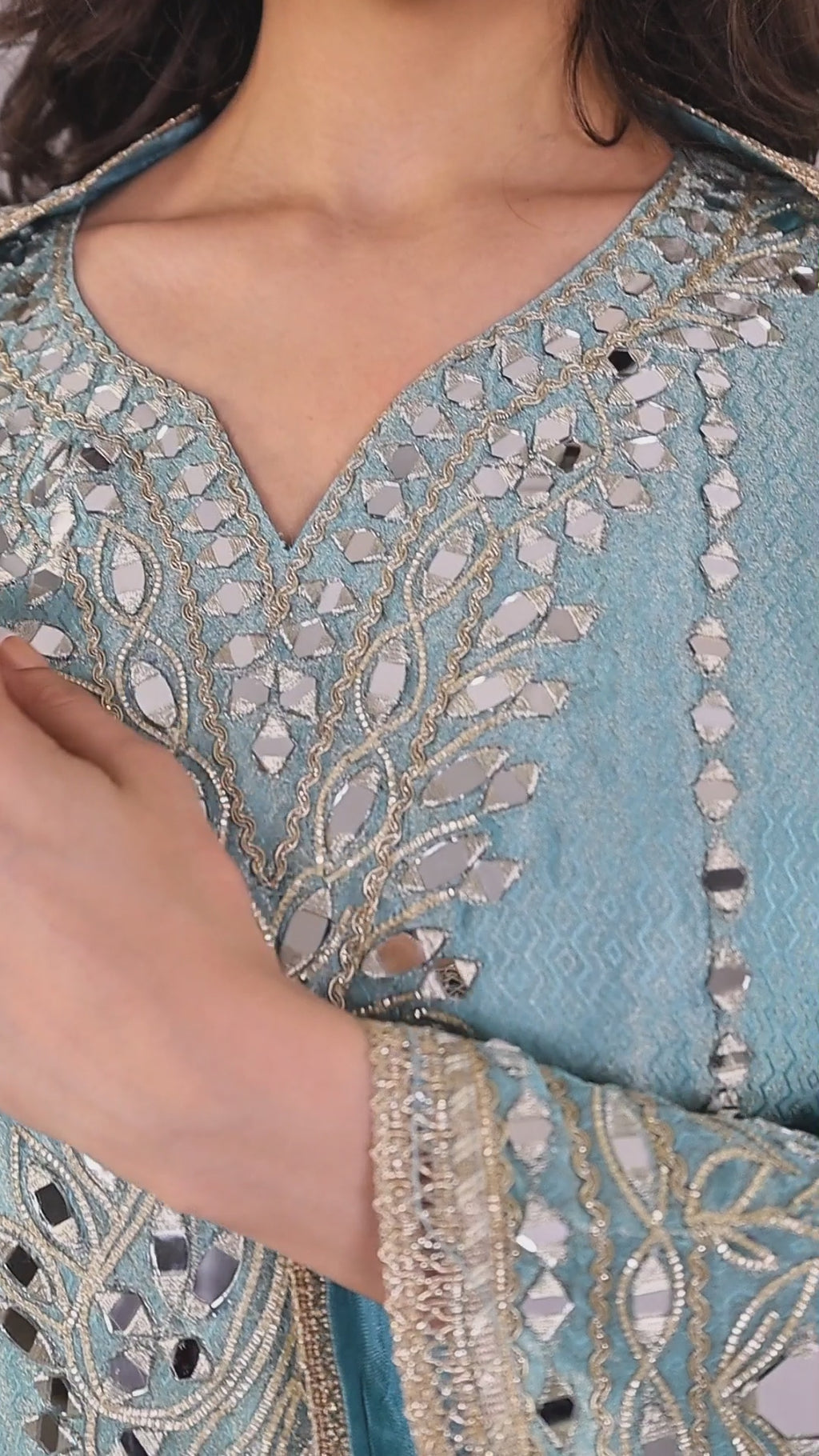 Light Blue Anarkali Gown with Matching Dupatta – Modern Fairytale Elegance