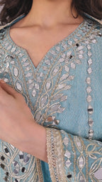 Light Blue Anarkali Gown with Matching Dupatta – Modern Fairytale Elegance