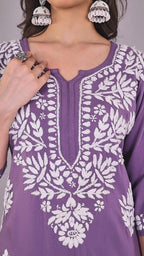 Women’s Lavender Ethnic Kurta Set with Palazzo