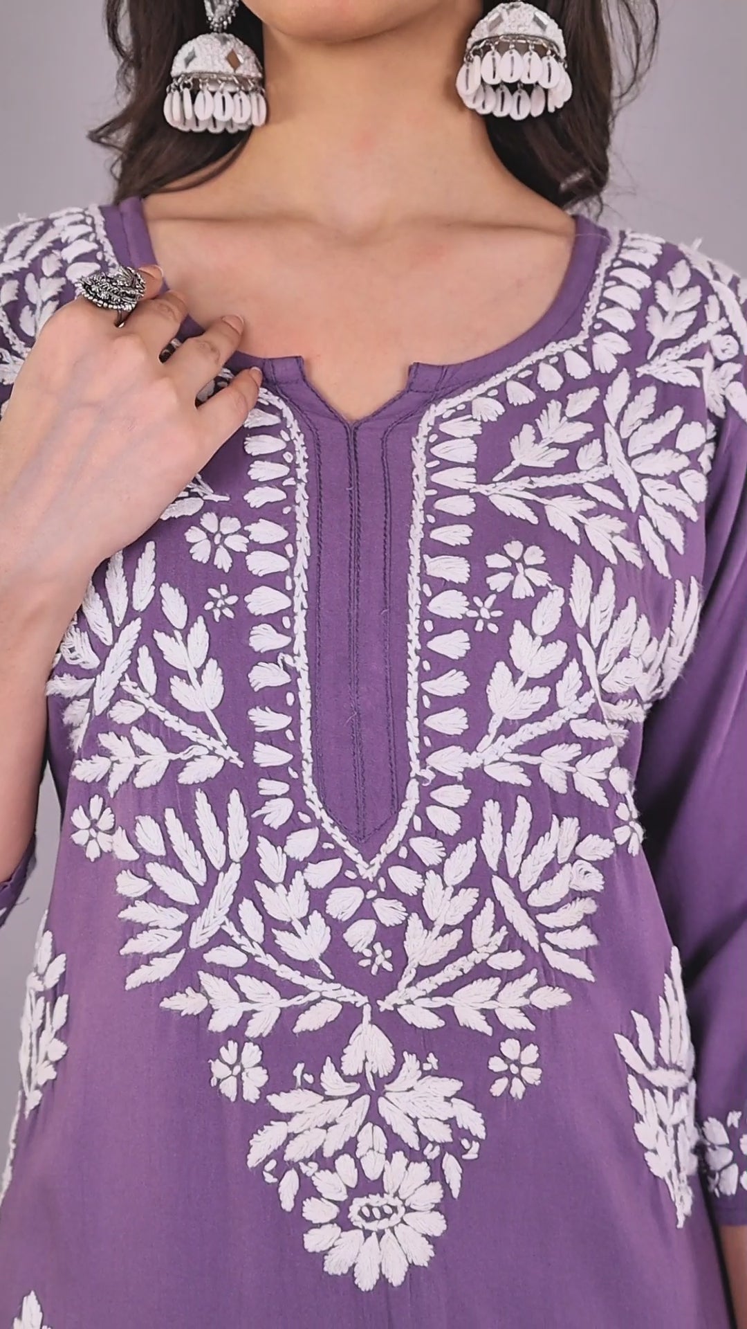 Women’s Lavender Ethnic Kurta Set with Palazzo