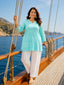 Shaded Aqua Blue Rayon Tunic with Heavy Embroidery & Sequence Work