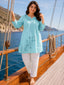 Turquoise Blue Cotton Daily Wear Tunic